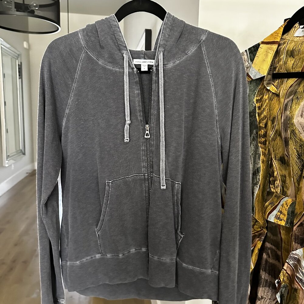 James Perse Black Size 4 Zip Up Hoodie (worn by Christina Hendricks/Good Girls)